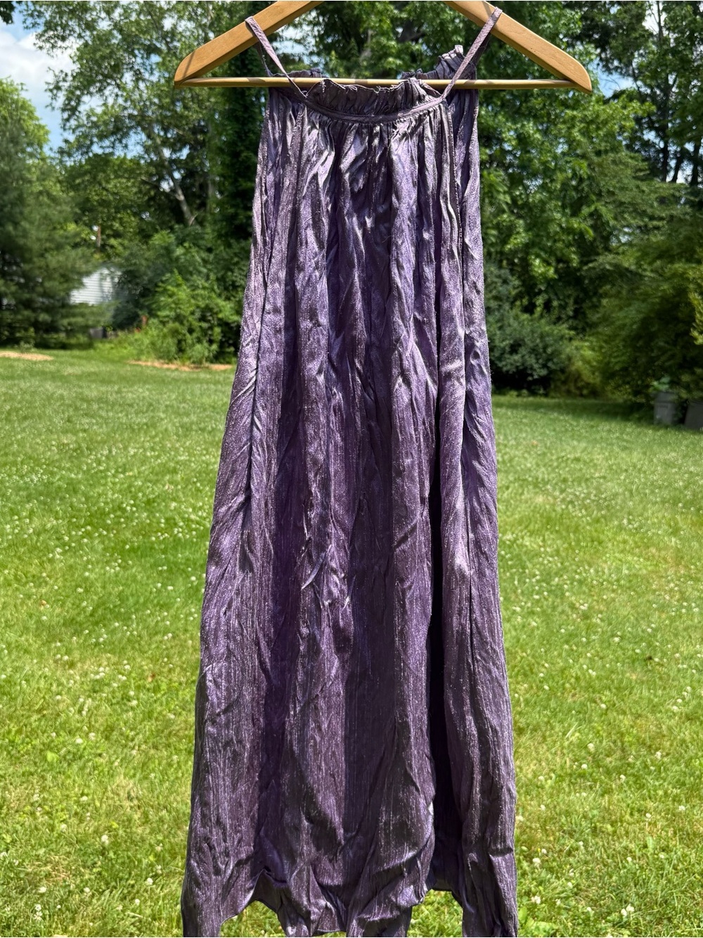 Watters & Watters Purple Women's halter midi A-line dress- 100% silk
